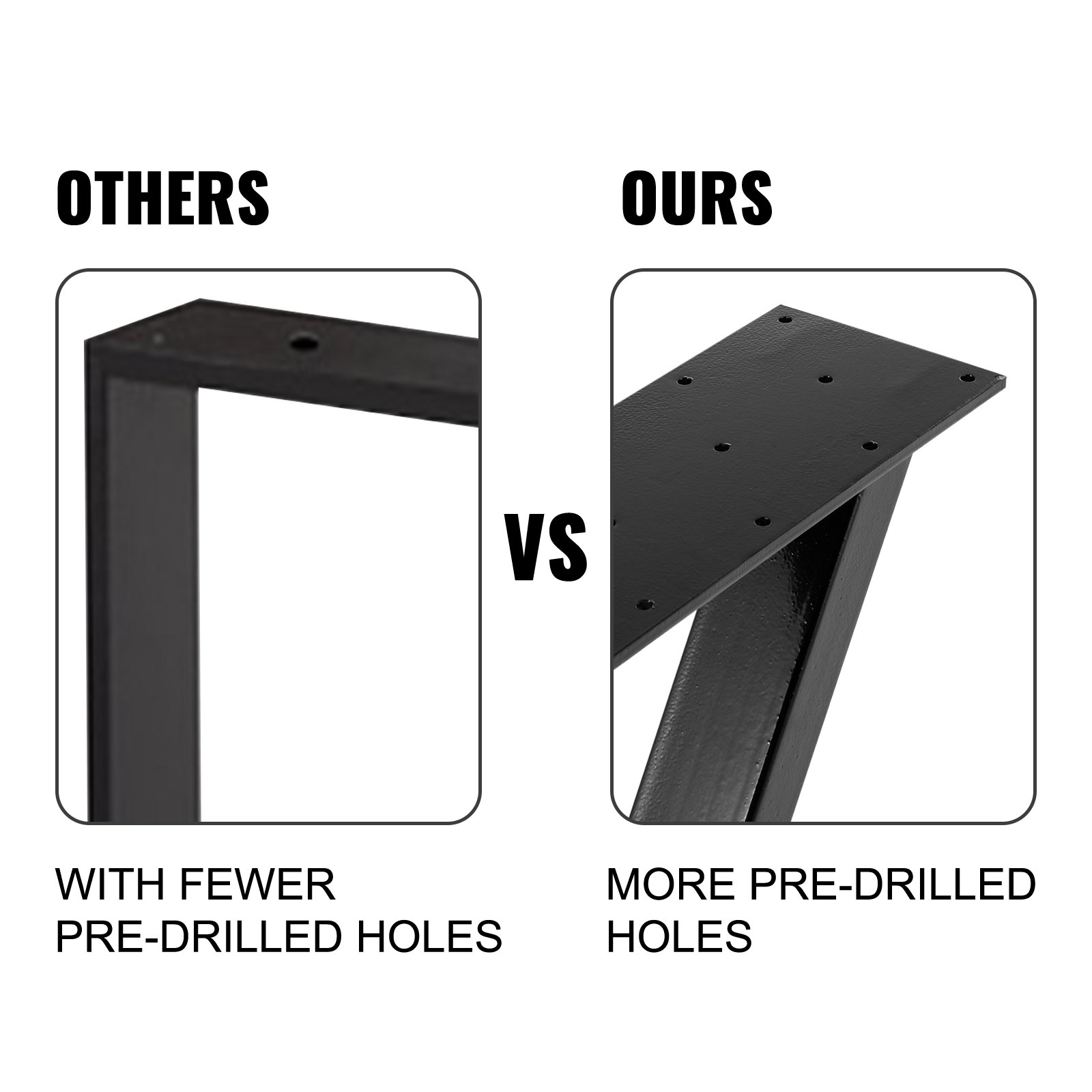 VEVOR Metal Table Legs Set of 2 Dining Table Legs Black Desk Legs 16”, Height 18” Width Bench Legs Coffee Table Legs 1763lbs Load Capacity Steel Table Legs Heavy Duty Base(Zig Zag Style)