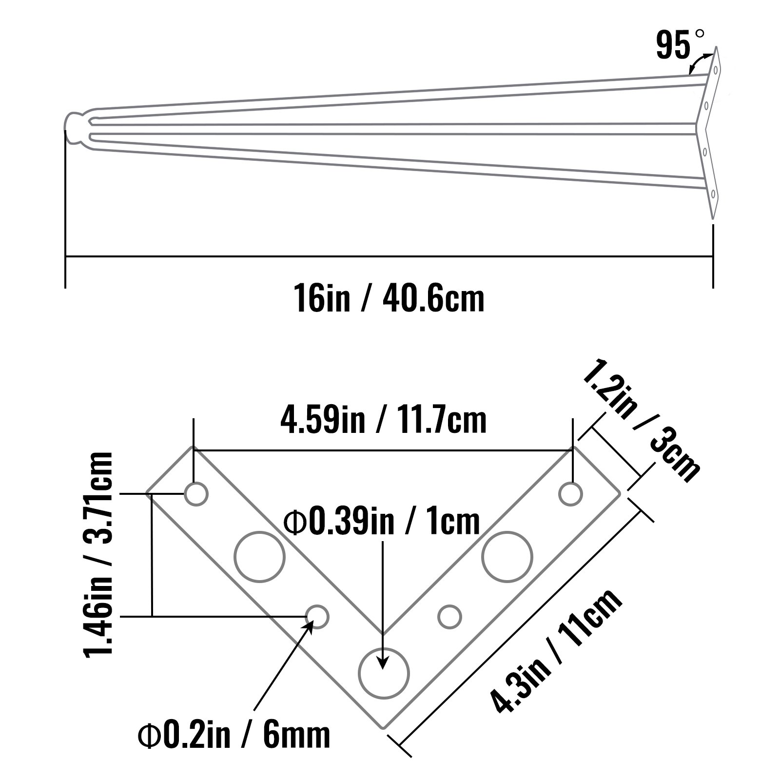 VEVOR Haarspeld Tafelpoten Hoogte 40,6 cm, Meubilair Metalen Tafelpoten 3 Staven, Bureaupoten Staal, Meubelpoten Hairpin Set van 4 voor Bijzettafels, Banktafels, Houten Banken, Hoge Stoelen, Bartafels