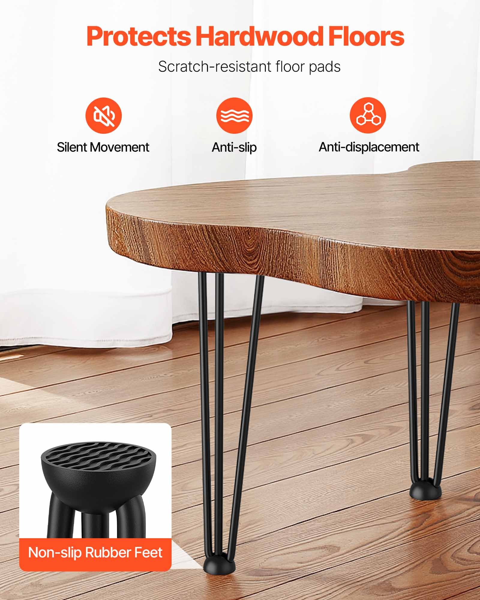 VEVOR Hairpin Table Legs 20 inch Black Set of 4 Desk Legs Each 220lbs Capacity Hairpin Desk Legs 3 Rods for Bench Desk Dining End Table Chairs Carbon Steel DIY Table Legs Heavy Duty Furniture Legs