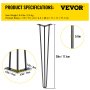 VEVOR Haarspeld Tafelpoten Hoogte 71,1 cm, Meubilair Metalen Tafelpoten 3 Staven, Bureaupoten Staal, Meubelpoten Hairpin Set van 4 voor Bijzettafels, Banktafels, Houten Banken, Hoge Stoelen, Bartafels