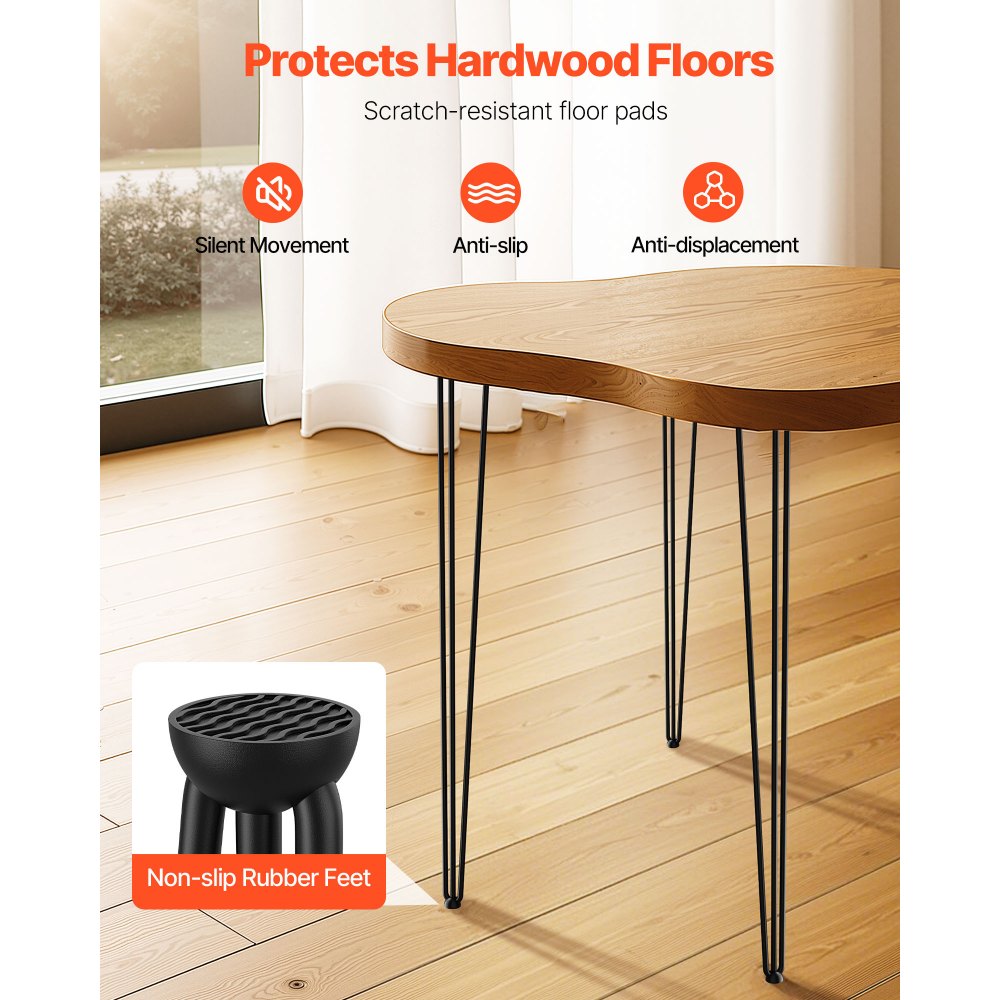 VEVOR Hairpin Table Legs 34 inch Black Set of 4 Desk Legs Each 220lbs Capacity Hairpin Desk Legs 3 Rods for Bench Desk Dining End Table Chairs Carbon Steel DIY Table Legs Heavy Duty Furniture Legs