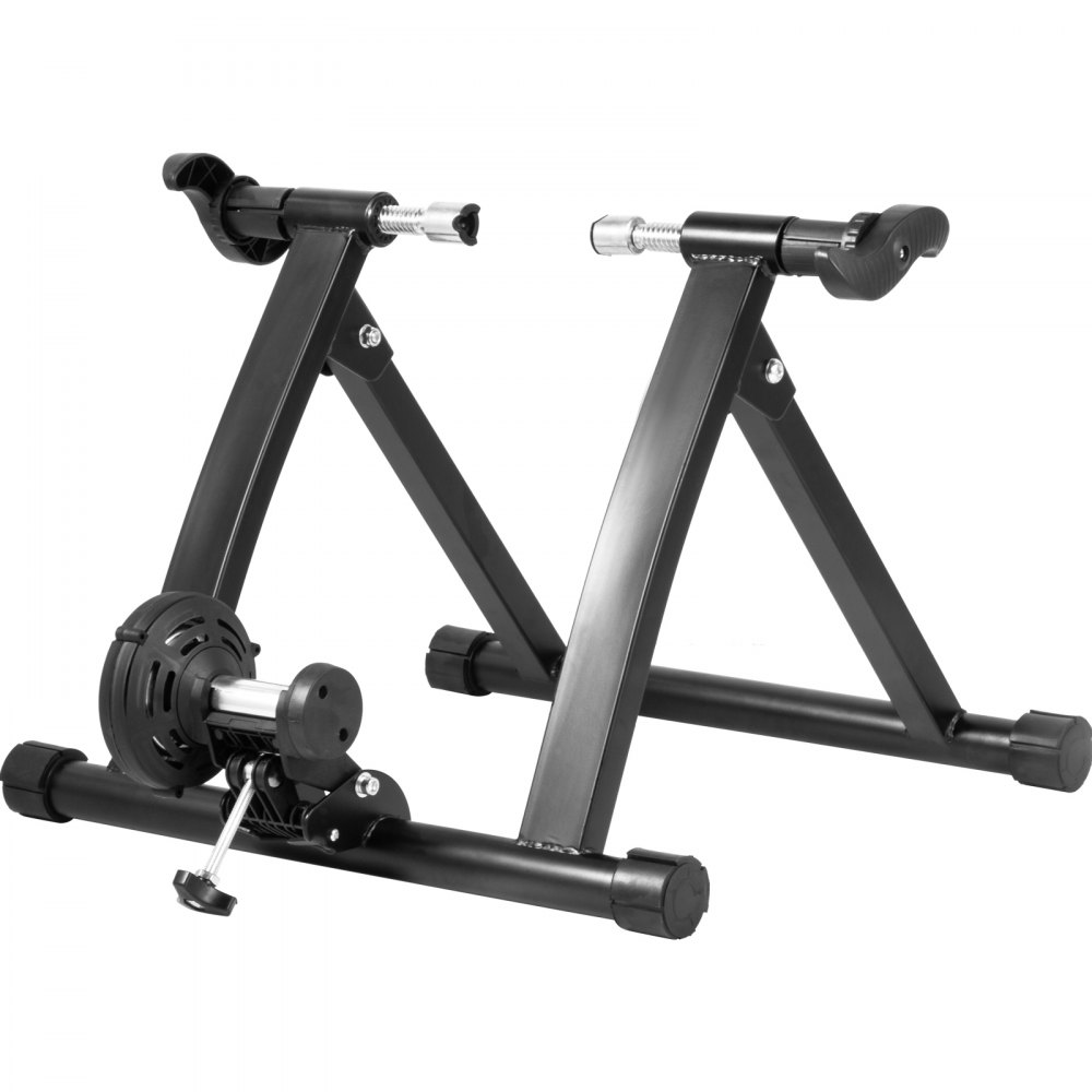 VEVOR Bike Trainer Stand with Noise Reduction Wheel Foldable Adjustable Indoor Mountain & Road Bicycles Fixed Gear Trainer 26" - 28", 700C Wheels, Bike Magnetic Turbo Trainer