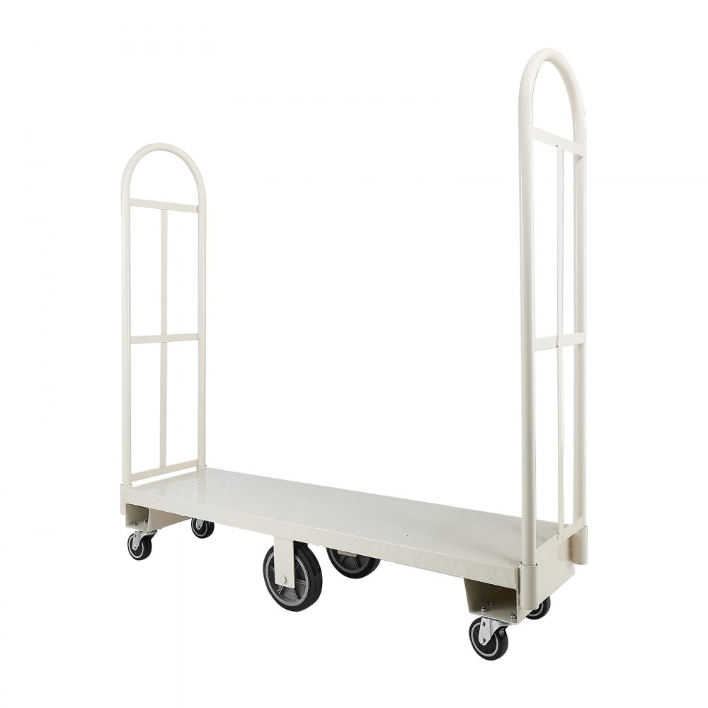 VEVOR platformwagen 907 kg, zware transportwagen, industriële magazijnwagen met 6 wielen en twee afneembare handgrepen, voor magazijnen, werkplaatsen, fabrieken, 1525x410x1510 mm rolwagen