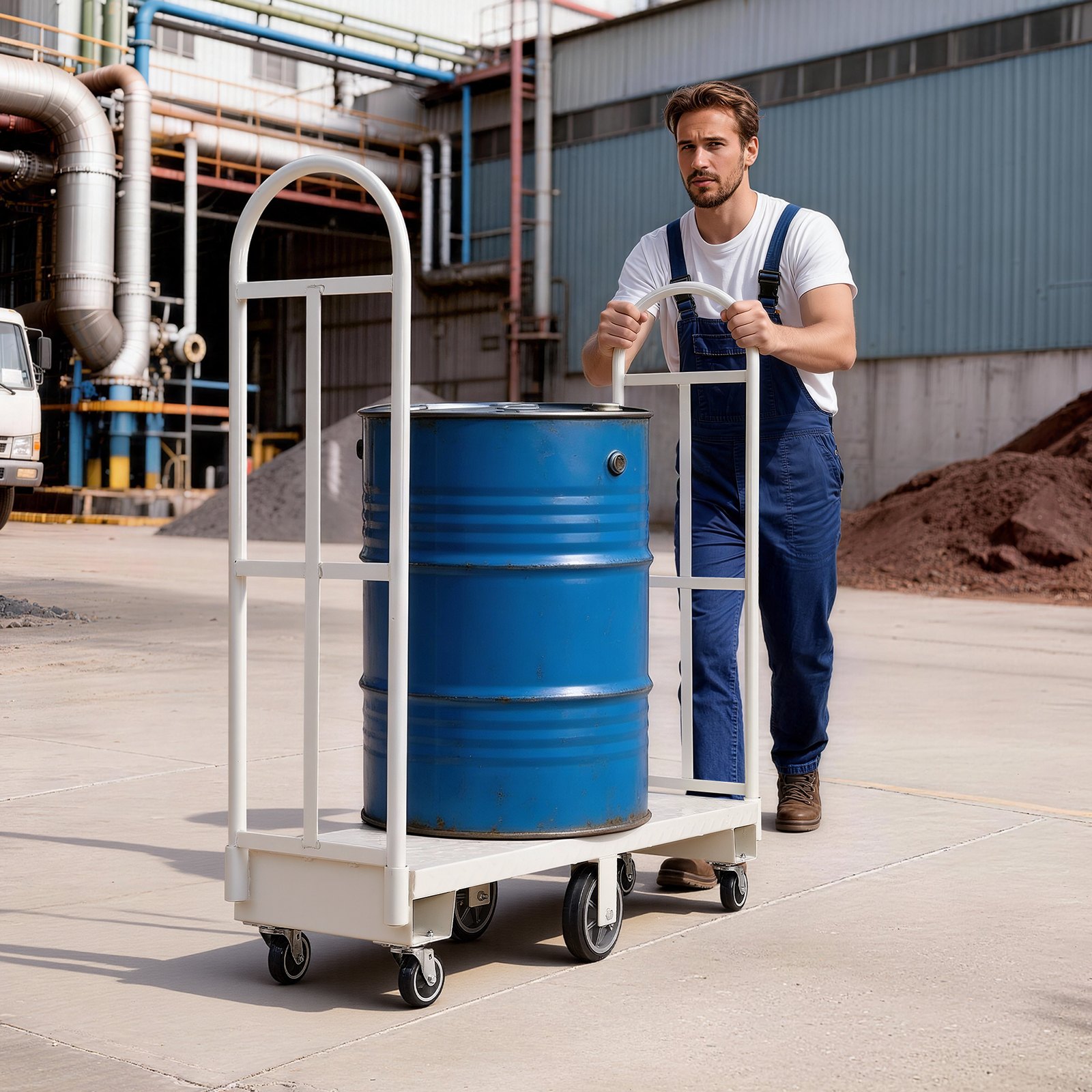 VEVOR platformwagen 907 kg, zware transportwagen, industriële magazijnwagen met 6 wielen en twee afneembare handgrepen, voor magazijnen, werkplaatsen, fabrieken, 1525x410x1510 mm rolwagen