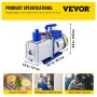 VEVOR 10CFM 2 Stages Vacuum Pump, 1HP Refrigerant Vacuum Pump, Air Condition Dual Stage AC Conditioning for Freezing Food Packaging Automobile Reparation Vacuum Evacuation(VP280)