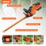 VEVOR hedge trimmer 20V hedge trimmer copper motor with a speed of 17,500 rpm electric hedge trimmer 519.7mm blade length 16mm cutting diameter incl. quick charger 2.0Ah battery protective cover