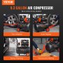VEVOR 9,3 gallon luchtcompressor, 2,5 pk, 2,2 CFM bij 90 PSI, olievrije luchtcompressortank en max. 116 PSI druk, 70 dB ultrastille compressor voor autoreparatie, banden oppompen, spuitverven, spijkeren van houtwerk