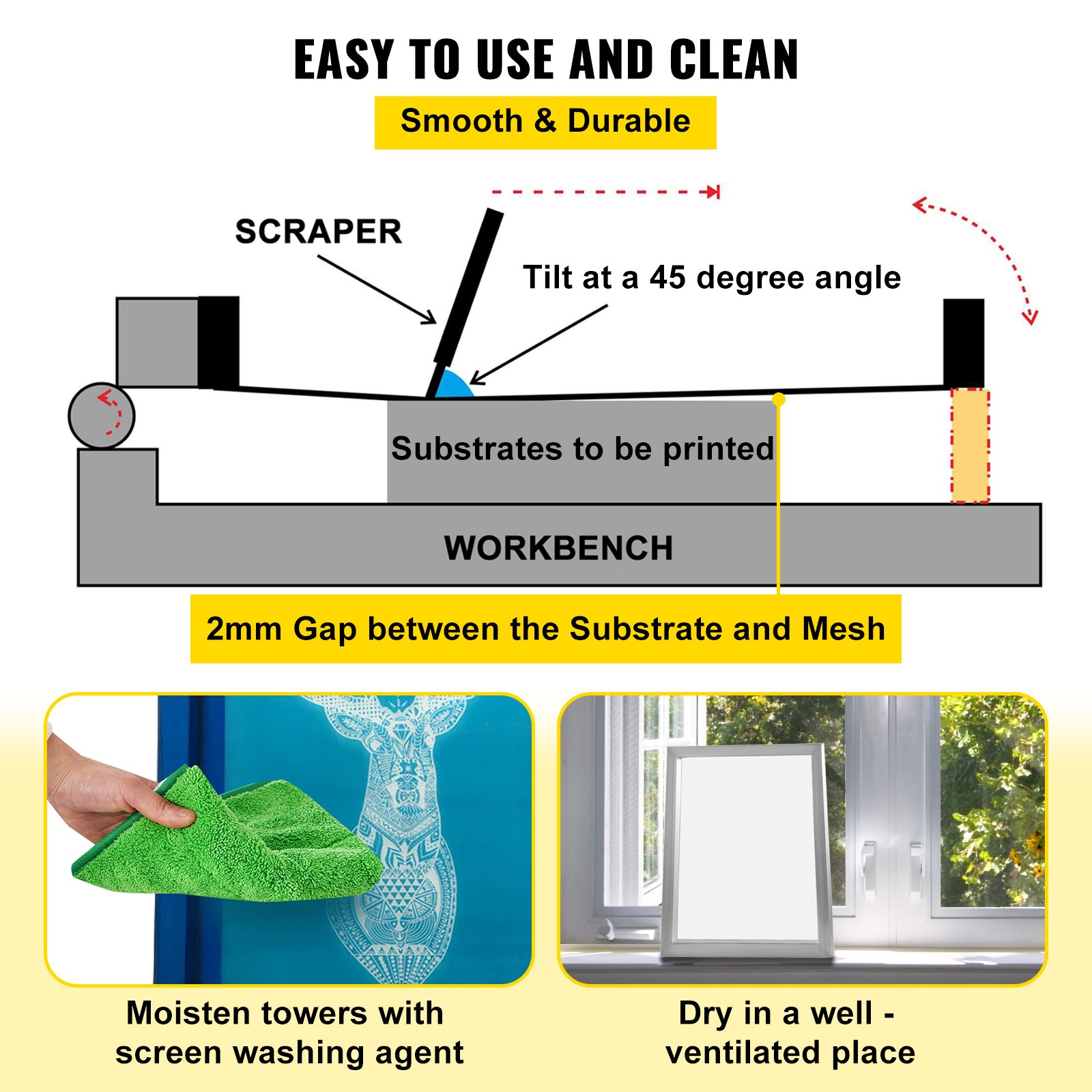 VEVOR Screen Printing Frame Screen 6 Pieces 50x60cm Screen Printing Frame Aluminum Nylon and Teflon Mesh Material Durable and Safe Screen Printing Set 160 Mesh Count Screen Frame Printing Frame Screen Printing Textile Printing