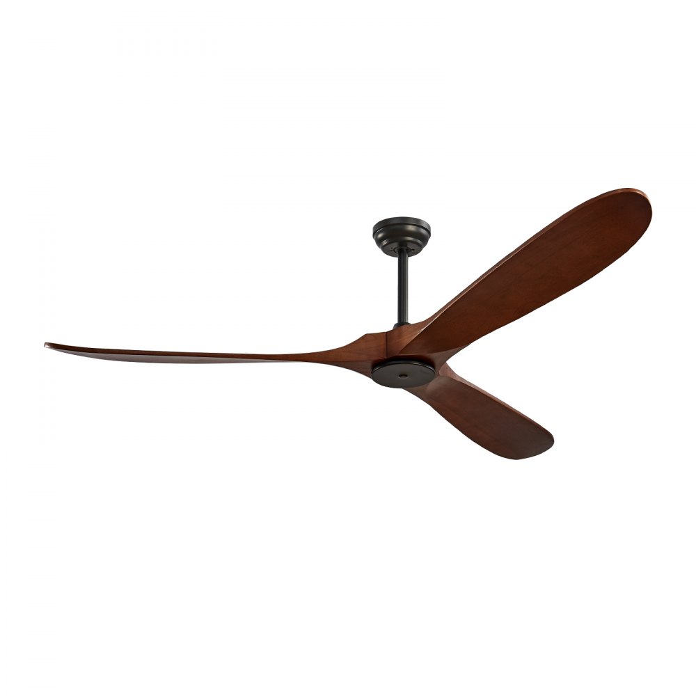 VEVOR 72 Inch Ceiling Fan without Light, 6-Speed Remote Control, 3-Wood-Blade, Reversible DC Motor, Modern Low Profile Flush Mount Exterior Fan for Bedroom, Living Room, Patio, Indoor/Outdoor, Walnut