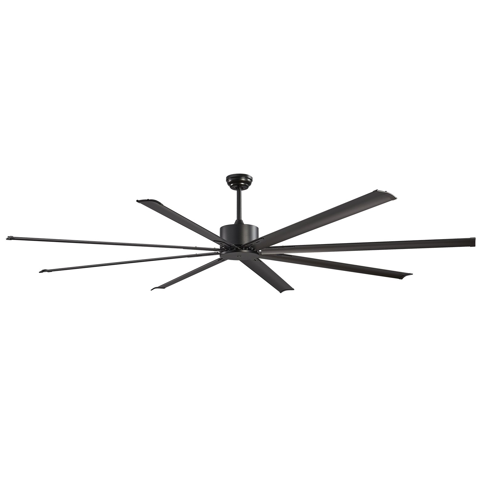 VEVOR 244 cm Ceiling Fan No Light, 6-Speed Remote Control, Aluminum 8-Blade, Reversible DC Motor, Modern Low Profile Flush Mount Exterior Fan for Bedroom, Living Room, Patio, Indoor/Outdoor, Black