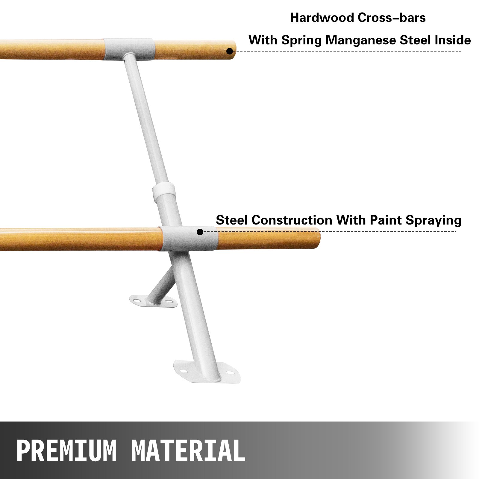 3M Barre Ballet Bar Wandmontage Stretch Ladder Dubbele Bar Witte Danstraining