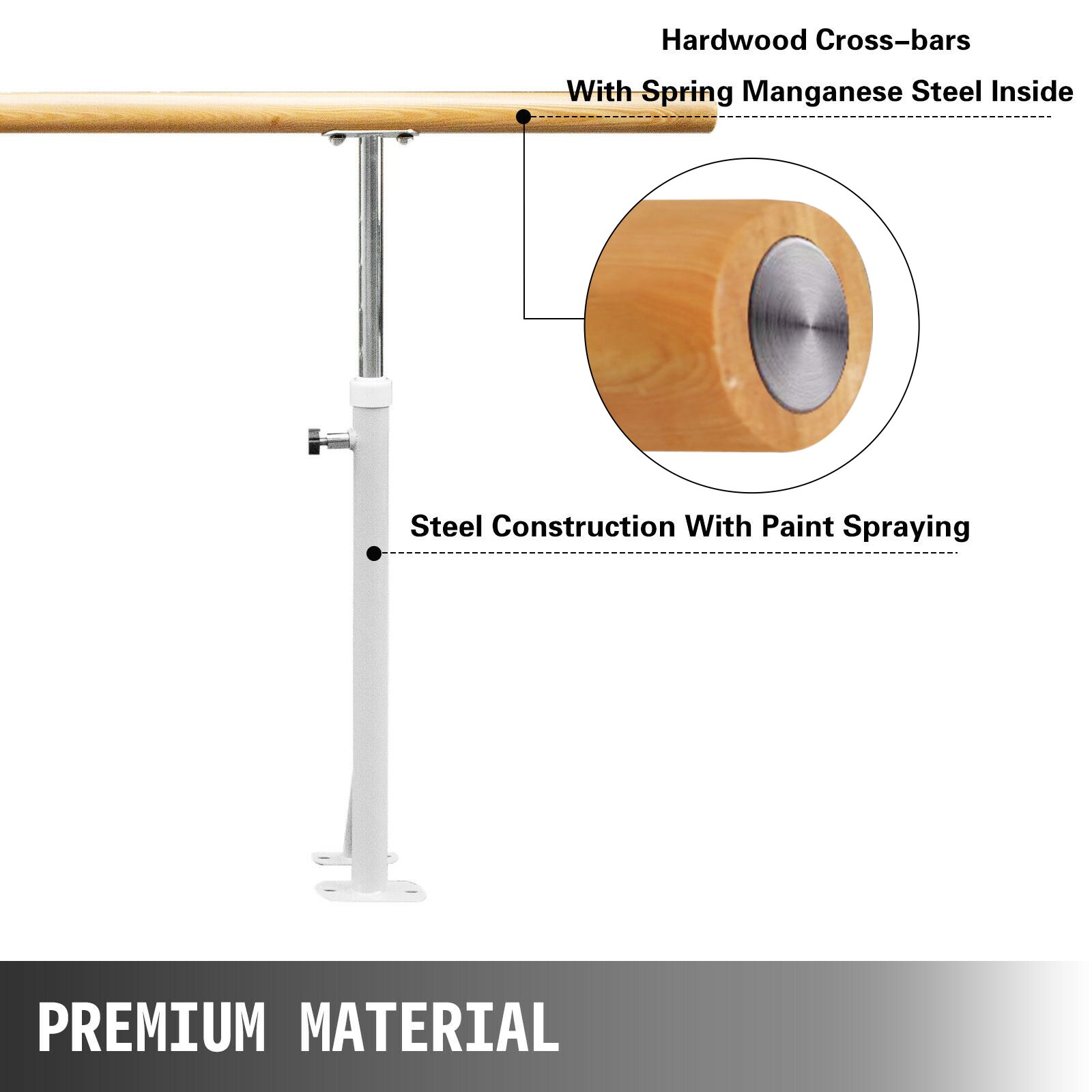 3M Barre Ballet Bar Staande Stretch Ladder Enkele Bar Witte Dans Training