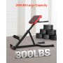 VEVOR Roman Chair Hyperextension Bench, 300 lbs Adjustable Extension Machine, Multi-Function Exercise Equipment for Glute, Hamstring, Lower Back, and Ab Workout, Fitness Weight Bench for Home Gym