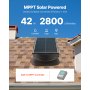VEVOR Roof Attic Exhaust Fan, 42W Smart Solar Roof Ventilation Fan with Thermostat, Remote Control, 2800 CFM Airflow Built-in Brushless DC Motor for Cooling