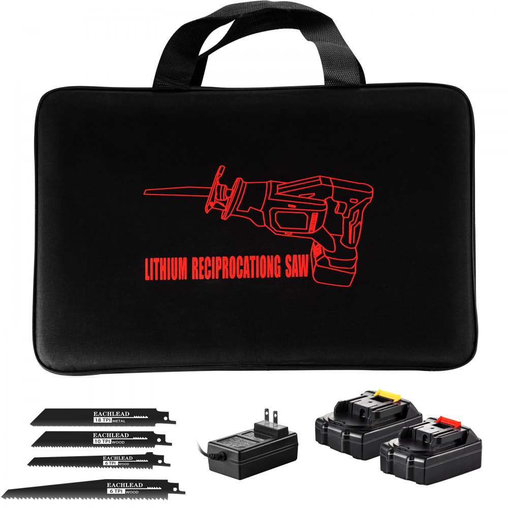 VEVOR Accu-reciprozaag Reciprozaag met variabele snelheid 18V 2 batterij