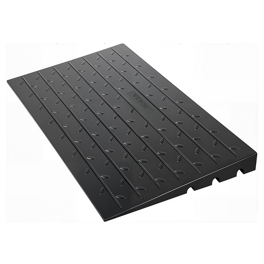 VEVOR Rubber Threshold Ramp, 4\" Rise Threshold Ramp Doorway, 3 Channels Cord Cover Rubber Solid Threshold Ramp, Rubber Angled Entry Rated 2200 Lbs Load Capacity for Wheelchair and Scooter