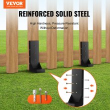 VEVOR Fence Post Anchor Repair Kit, 6 Pack Inner Diameter 3.5 x3.5 Inches Heavy Duty Steel Fence Post Support Stakes, Anchor Ground Spike for Repair Tilted, Broken Wood Fence Post, Enveloping