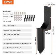 VEVOR Reparatieset voor hekpaalanker, 6 stuks binnendiameter 3,5" x 3,5" stalen steunpaal voor hekpaalanker grondpin voor het repareren van gekantelde gebroken houten hekpaalverpakking