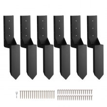 VEVOR Hekpaalanker Reparatieset 6-pack Binnendiameter 3,5 x 3,5 inch Stalen hekpaalsteunanker Grondpen voor het repareren van scheve, gebroken houten hekpalen Wikkel