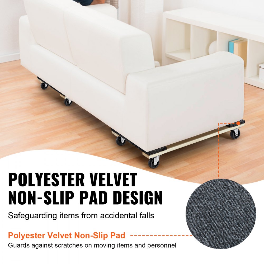 VEVOR Verhuiswagen, 4 wielen, draagbare verhuiswielen, robuuste, in elkaar grijpende, kleine, platte verhuiswagens voor zware meubels, 2-pack, 40 x 28 cm, draagvermogen 227 kg, zwart