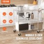VEVOR kitchen trolley, 3 levels laboratory trolley with 300 kg capacity, chrome serving trolley, clearing trolley, transport trolley, storage trolley with recessed basket & 6 hooks, for indoor and outdoor use