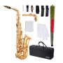 VEVOR Altsaxofoon, E majeur, koperen saxofoon beginnersset met draagtas, mondstuk, riemen, schoonmaakdoekje, handschoenen, vet, nekriem, 23 toetsen altsaxofoonset, voor beginners en studenten, goud