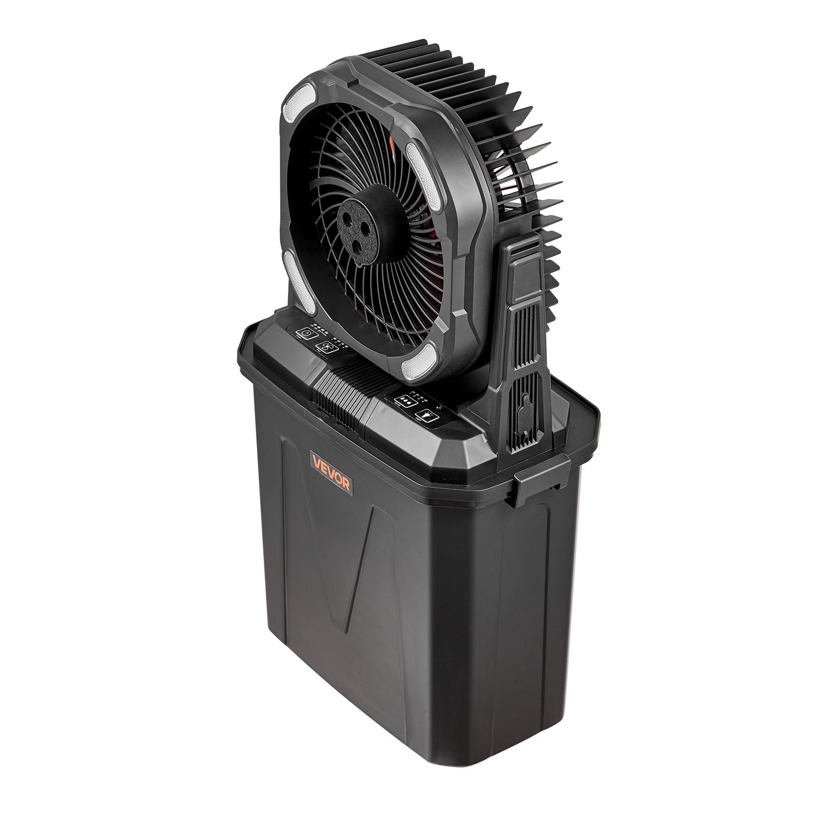 VEVOR Campingventilator, 2700 RPM motor, vernevelingsventilator, vernevelingsventilator met 9L watertank, 10000mAh accu, 4 windsnelheden en 5 lichtstanden, draagbare staande ventilator voor kamperen, vissen en reizen