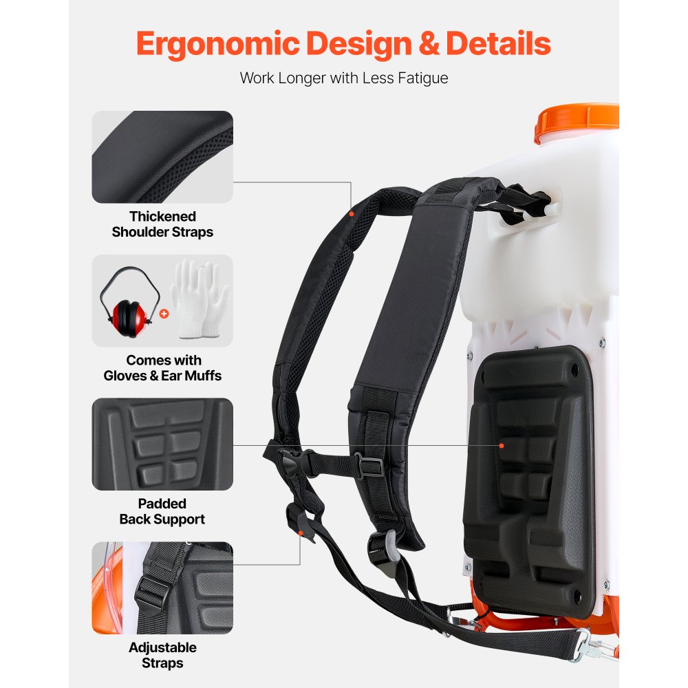 VEVOR Backpack Fogger Sprayer, 63CC 3HP Engine, Gas Powered Fogger Sprayer with 16L Tank, Powder and Liquid Mister Duster System for Effective Fleas Ticks Critters Control, Gardening & Farming