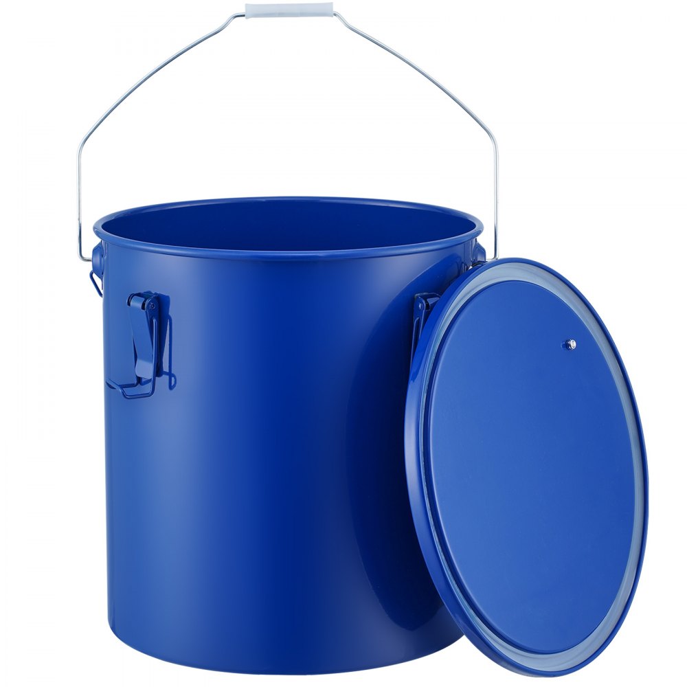VEVOR frituurolie-afvoercontainer, 22,7 liter frituurolie-emmer van koolstofstaal met roestwerende coating, olietransportcontainer met deksel, filterzak voor het filteren van hete frituurolie, blauw
