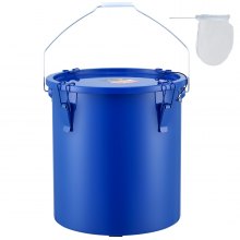 VEVOR frituurvetemmer olie-afvoercontainer, 22,7 L frituurolie-emmer van koolstofstaal met roestbestendige coating, olietransportcontainer met deksel, filterzak voor het filteren van hete frituurolie, blauw