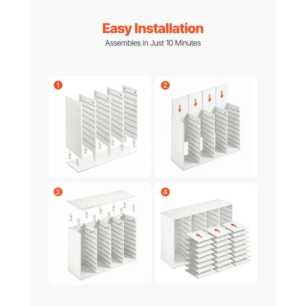 VEVOR Brievenbak met 36 vakken en uitneembare planken, houten documentenbak, dossierhouder voor kantoor, thuis of in de klas, opbergbak voor dossiers, documenten en papier, wit