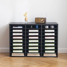 VEVOR Houten Literatuur Organizer 27 Compartimenten Verwijderbare Planken Hout Zwart