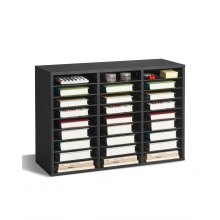 VEVOR Houten Literatuur Organizer 27 Compartimenten Verwijderbare Planken Hout Zwart