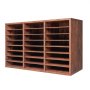 VEVOR Literatuur Organizer Documentenbak met 24 compartimenten en verwijderbare planken, Bestandssorteerder Brievenbak Documentenopslag Gemaakt van hout, spaanplaat, Opbergruimte voor Kantoor Klaslokaal Donkerbruin