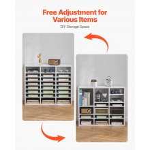 VEVOR Literatuur Organizer Brievenbak 24 Compartimenten Verstelbare Planken Hout Wit