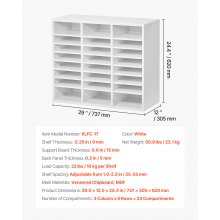 VEVOR Literatuur Organizer Brievenbak 24 Compartimenten Verstelbare Planken Hout Wit