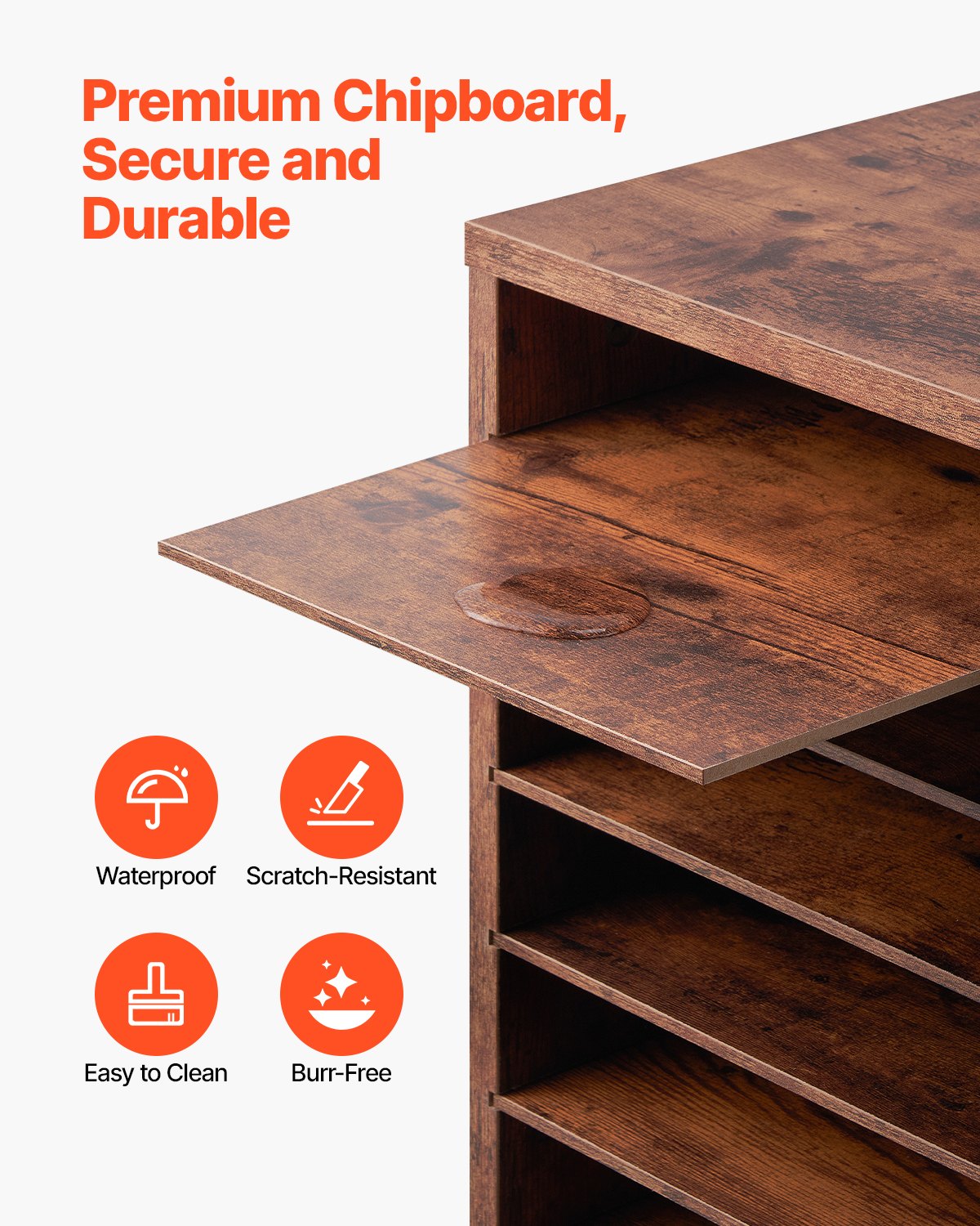 VEVOR Literature Organizer, 27 Compartments Office Mailbox with Removable Shelves, Wood Mailbox Sorter Particle Board Office Home Classroom Storage, File Sorter for File, Document, Paper, Dark Brown