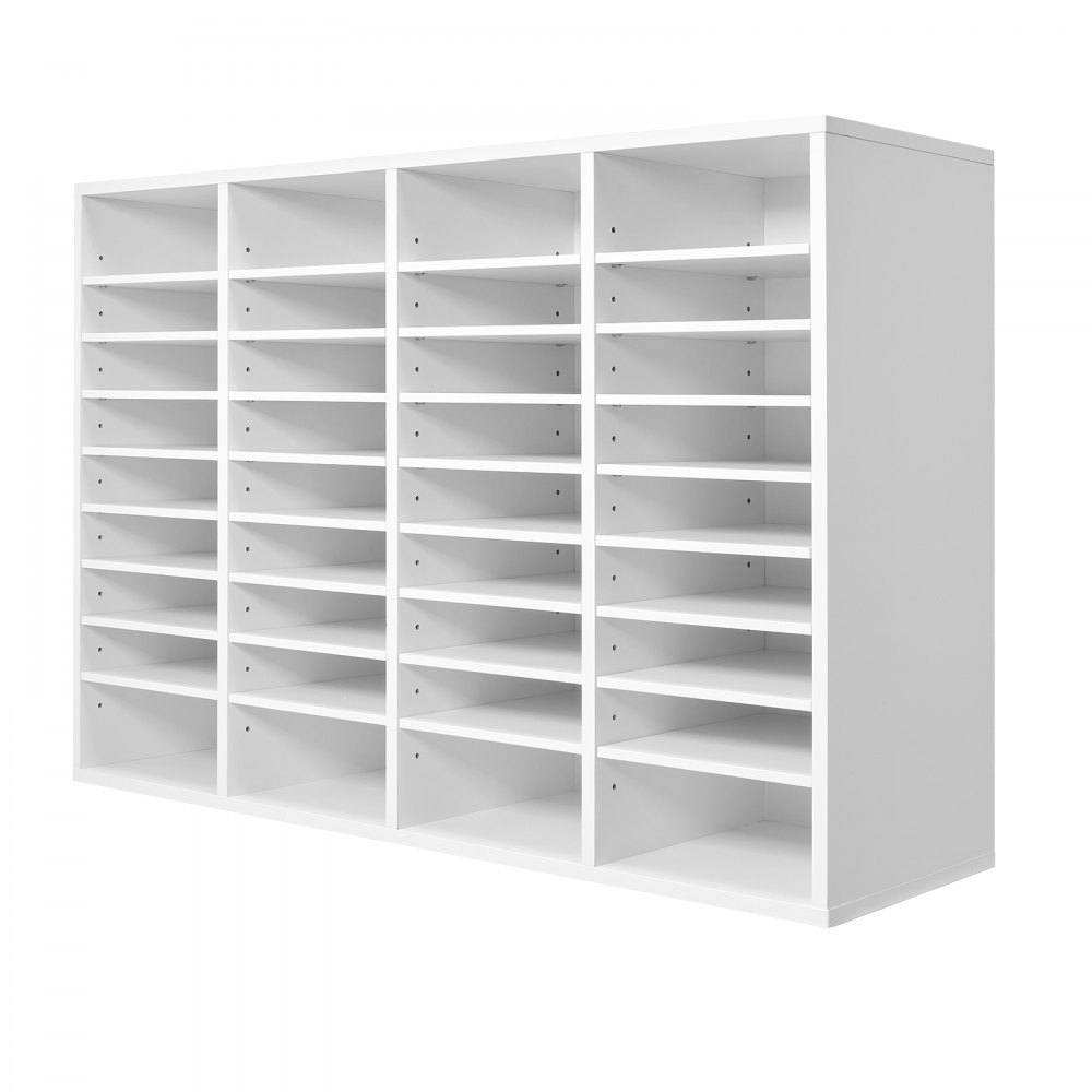 VEVOR Literatuur Organizer Documentenbak met 36 vakken en verstelbare planken, Bestandssorteerder Brievenbak Documentenopslag Gemaakt van spaanplaat en MDF, Opbergruimte voor Kantoor Klaslokaal Wit