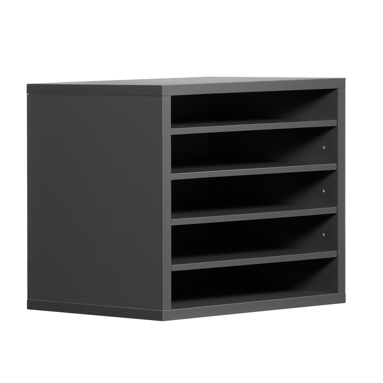 VEVOR Literatuur Organizer Documentenbak met 5 compartimenten en verstelbare planken, Bestandssorteerder Brievenbak Documentenopslag Gemaakt van spaanplaat en MDF, Opbergruimte voor Kantoor Klaslokaal Grijs