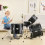 VEVOR Kids Drumset, 5-delige beginnersdrumset met bastoms, snaredrum, drumstokken, verstelbare bekkens, hihatpedaal en twee paar drumstokken, voor kinderen, zwart