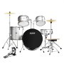 VEVOR Adult Drum Set, 5-Piece, 22 inches Complete Full Size Drum Kit with Bass Toms Snare Floor Drum Adjustable Throne Stands Cymbal Hi-Hat Pedal and Drumsticks, Beginner Drum Kit for Adults, Silver