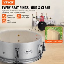 VEVOR 5-delige fullsize drumset met troonstandaard zilver