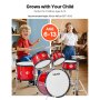 VEVOR Kids Drum Set, 5-Piece 16 in Junior Drum Sets, Beginner Drums Set with Adjustable Throne, Cymbal & Two Pairs of Drumsticks, Musical Learning Drums Instruments Kit, for Children Ages 6-13 (Red)