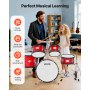 VEVOR Kids Drum Set, 5-Piece 16 in Junior Drum Sets, Beginner Drums Set with Adjustable Throne, Cymbal & Two Pairs of Drumsticks, Musical Learning Drums Instruments Kit, for Children Ages 6-13 (Red)