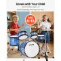 VEVOR Kids Drum Set, 5-Piece 14 in Junior Drum Sets, Beginner Drums Set with Adjustable Throne, Cymbal & Two Pairs of Drumsticks, Musical Learning Drums Instruments Kit, for Children Ages 6-13 (Blue)