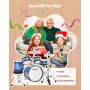 VEVOR 5-delige drumset, 14" basdrum, 8" snaredrum, 6" & 8" tomtoms, 10" floortom, 10" crashbekken, 8" hihat met standaard, voor kinderen van 6-13 jaar (blauw)