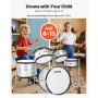 VEVOR Kids Drum Set, 5-Piece 16 in Junior Drum Sets, Beginner Drums Set with Adjustable Throne, Cymbal & Two Pairs of Drumsticks, Musical Learning Drums Instrument Kit, for Children Ages 6-13(Silver)
