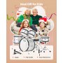 VEVOR Kids Drum Set, 5-Piece 16 in Junior Drum Sets, Beginner Drums Set with Adjustable Throne, Cymbal & Two Pairs of Drumsticks, Musical Learning Drums Instrument Kit, for Children Ages 6-13(Silver)