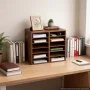 VEVOR Wood Literature Organizer 12 Compartments Office Mailboxes Brown, Countertop Literature Sorter for Files Documents Papers, with Adjustable Shelves, for Office, Home, Classroom Organization
