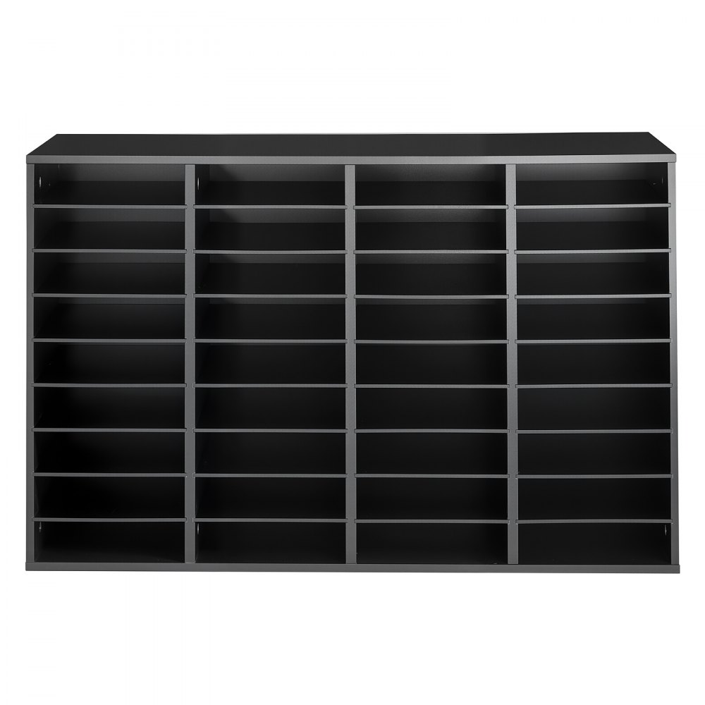 VEVOR Houten documentenbak/bureau-organizer met 36 vakken, zwart, opbergbak voor standaard A4-documenten, dossiers en papier, met verstelbare planken voor kantoor, thuis en in de klas, MDF